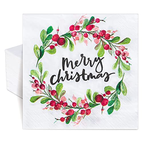 Serviettes en papier couronne de Noël Whaline lot de 100