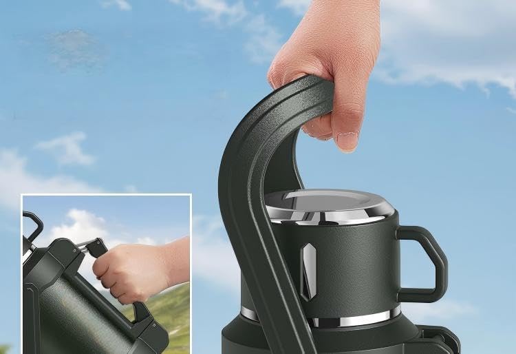 85oz (2.5L) Stainless Steel Vacuum Insulated Thermos, Large Insulated Travel Water Jug & Coffee Thermoses with Handle and Cup for Hiking, Fishing (85, Fluid Ounces) - Image 8