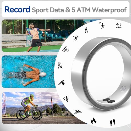 Image of Smart Rings for Women Men,Sleep Tracking Wearable,Fitness Tracker Ring with Step /Heart Rate /Blood Oxygen /Distance /Calorie,Clock Vibration,No Subscription Fee,5ATM Waterproof, iOS&Android(Gold 9)