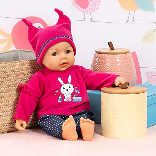 Bayer Design Doll clothing for 16 to 18 inch dolls, trousers, top, cap, set, outfit rabbit, Pink, Blue, Polka Dots, Small - Image 4
