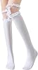 Thigh High Socks with Lace Ruffles & Bows – Over the Knee Lolita Stockings for Halloween Cosplay, Schoolgirl Outfits