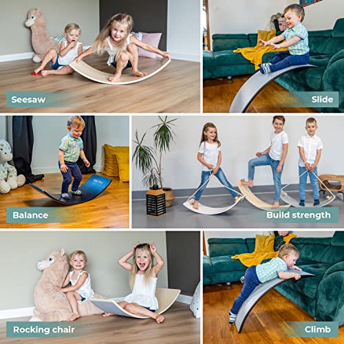 KiddyMoon Wooden Balance Board For Children Wooden Swing Board Montessori Toy For Kids Balancing Board For Babies 80X30cm - Image 3