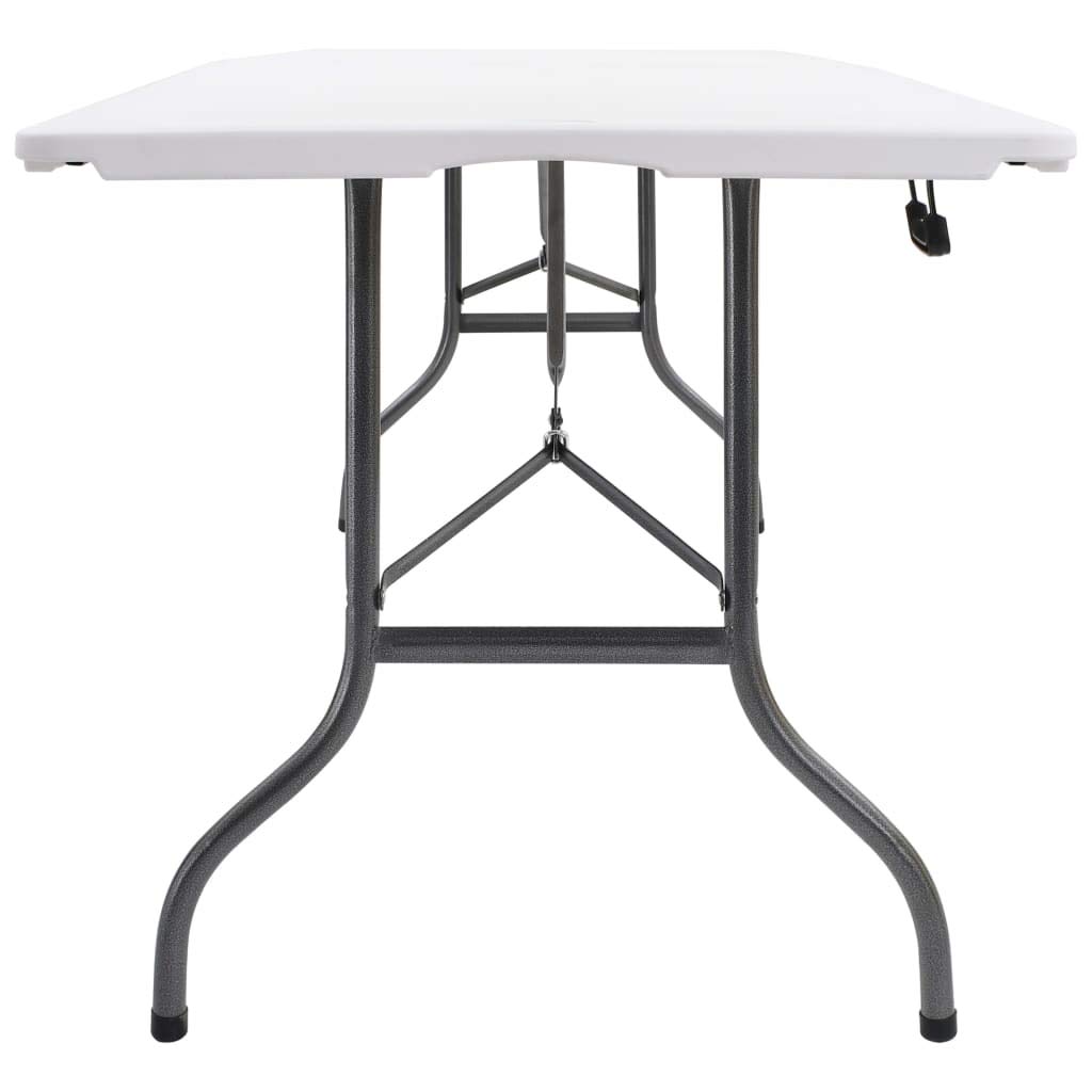 Stół ogrodowy, składany, biały, stelaż stalowy HDPE, 180 x 72 x 72 cm, z uchwytem do noszenia, odporny na warunki atmosferyczne i stabilny, na balkon, taras, kemping i do aktywności na