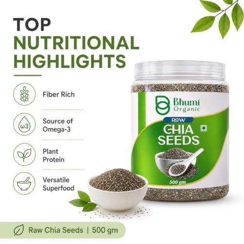 Image of Bhumi Organic Chia Seeds 500g | Seeds for Eating, Rich in Calcium, Rich in Protein, Rich in Fibre