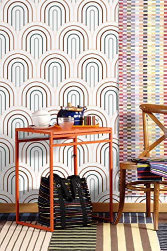 Ciciwind 197In×15.5In Boho Rainbow Peel And Stick Wallpaper Removable Self Adhesive Contact Paper Cute Modern Geometric Wallpaper For Bedroom Living Room Nursery Bathroom Wall Waterproof Easy To Clean #TOP2