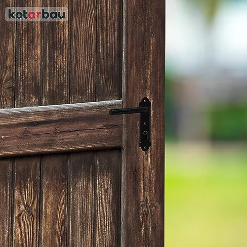 KOTARBAU® Kastenschloss 65mm Rechts Schwarz Pulverbeschichtet Schloss Aufschraubschloss Stumpfdrückerschloss Stahl Griff Rostfrei Robust
