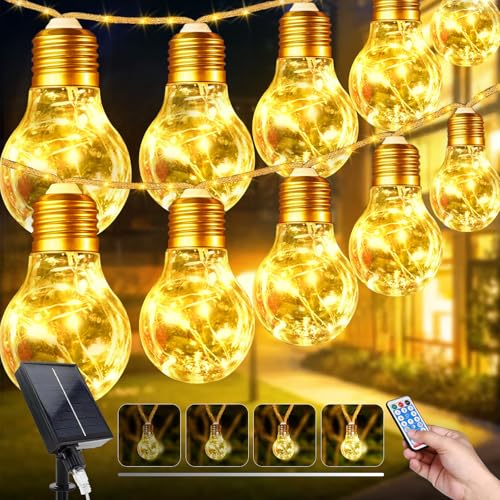 5M Solar Lichterkette Aussen mit 10 Glühbirnens, 149 LEDs 8 Modi...