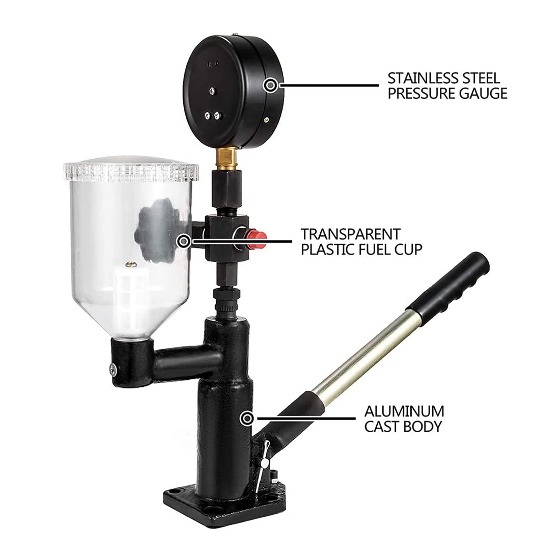 FENOKD Fuel Pressure Tester 4000ml Heavy Duty Diesel Injector Tester Diesel with Dual Scale Pressure Gauge to Adjust Injector Pressure, 400bar 6000PSI