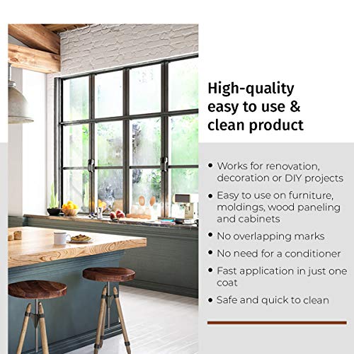 SamaN Interior Water Based Wood Stain - Natural Stain for Furniture, Moldings, Wood Paneling, Cabinets (Whitewash TEW-116-12, 12 oz)