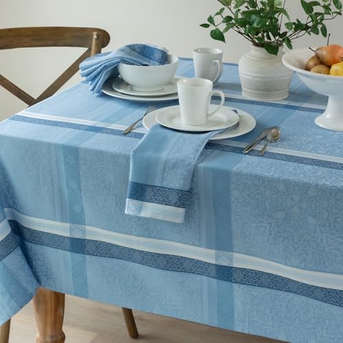 Benson Mills Ravenna Jacquard Table Cloth, Heavyweight Fabric, Perfect for Everyday, Parties, and Holidays (60" x 84" Rectangular, Blue)  

Benson Mills Ravenna Jacquard Heavyweight Fabric Table Cloth, Ideal for Everyday Use, Celebrations, and Specia