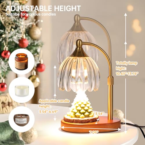 Image of Transparent Tulip Wax Melt Warmer with Timer, Dimmable & Height Adjustable, Ideal for Jar Candles, Perfect Home Decor for Bedroom, Living Room, Office, Great Gifts for Women (2 Bulbs Included)