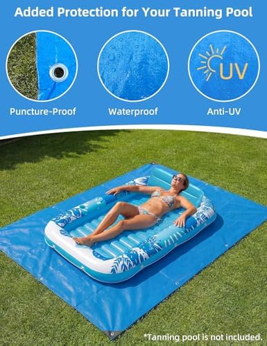 Pool Tarp 8x6ft for Under Inflatable Tanning Pool Lounger Float Adult, Waterproof Tarp, Prevent Cuts & Scratches on Inflatable Tanning Floats Rafts, Summer Essentials - 5
