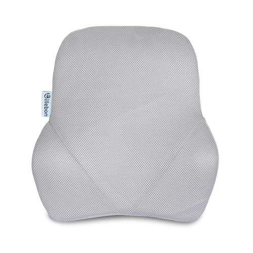 Image of Billebon Car Seat Back Support Cushion | Gel Infused Memory Foam Backrest Lumbar Support Cushion for Comfortable Long Drive & Back Pain Relief | Grey| Ergonomic Support | Travel Office Home Use