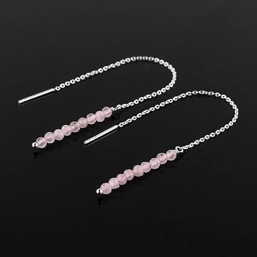 Miniatura 10 de Natural Smoky Quartz Stone Dainty Threader Earrings, Quartz Gemstones, Minimalist Jewelry, Dangling Earrings, Silver Plated, Birthstones, Earrings