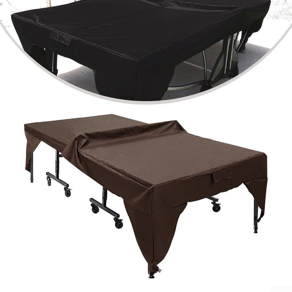 Housse de table de ping-pong imperméable en tissu Oxford 190T/210D pour l'intérieur et l'extérieur, 280 x 153 x 73 cm, marron (210D)