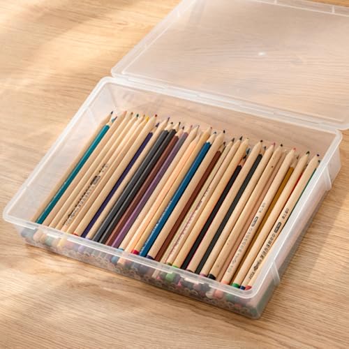 Image of Vidifor Plastic Storage Containers for A4 File, 8.5 inchx11 inch Letter File, Magazine Document, Pencil Box, Thick Scrapbook Storage Box for Crafts, Art Supplies, Crayon, Office Supplies, Washi Tape. (2)