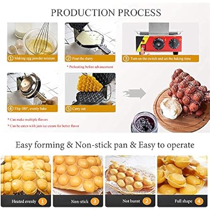 Hong Kong Eier Bubble Waffeleisen von Cgoldenwall丨180 ° Rotation Material Antihaft und Austauschbares Backform丨0-300℃ 1500W Elektrische Waffelmaschine 3-5Minuten Uniform Backen – Bild 7