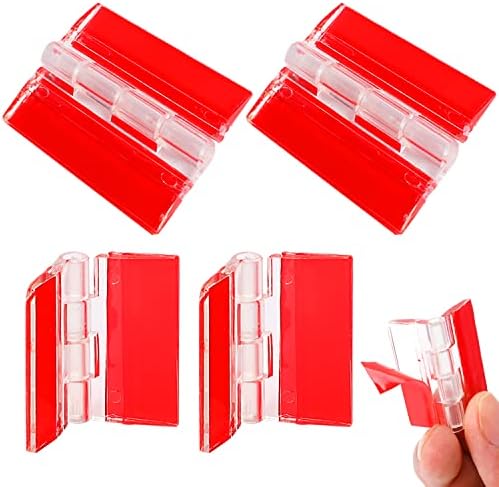 4 Pcs Acrylic Hinge Clear Plastic Hinge Transparent Plastic Hinges Continuous Piano Hinge Self-Adhesive Folding Hinge Tools for Cabinet Drawer Furniture DIY Display Stand 65x40 mm