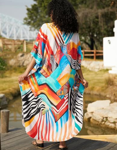 Image of NFVNKJ Women's Plus Size Beach Lounge Kaftan Maxi Dress Swimsuit Coverup for Women