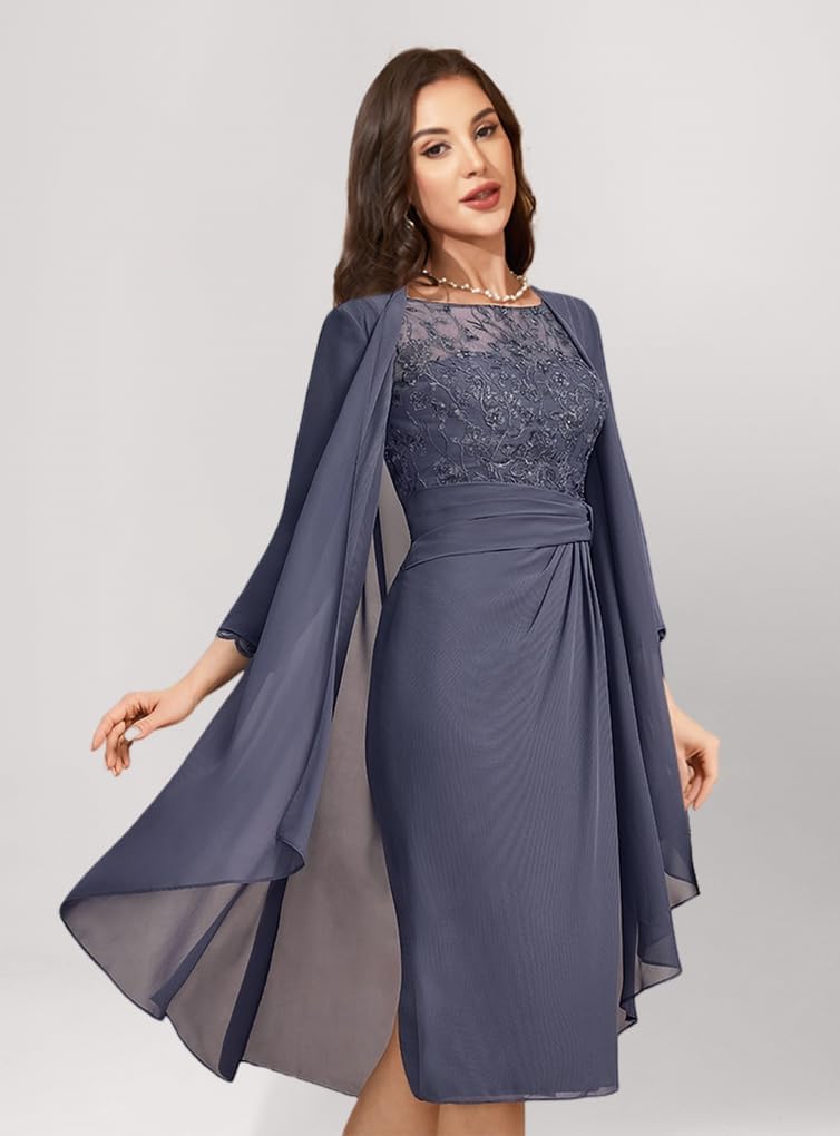 2 Piece Mother of The Bride Dress for Wedding Laces Applique Chiffon Pleated Grandmother of Groom Gown with Jacket ZMX08 - Image 3