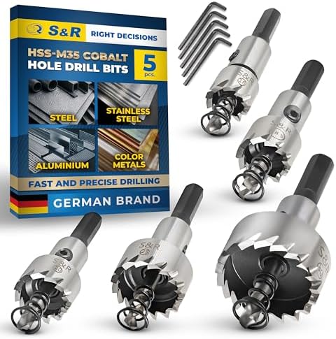 S&R Hole Saw Drill Bit Set โ 5 pcs | HSS M35 Cobalt Alloy (5%) | 16โ30 mm