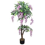 Blauregen Wisteria Glyzinie Kunstpflanze Künstliche Pflanze Kunstblume 120 cm Innendekoration Kunst Pflanze wie echt im Topf – Bild 2