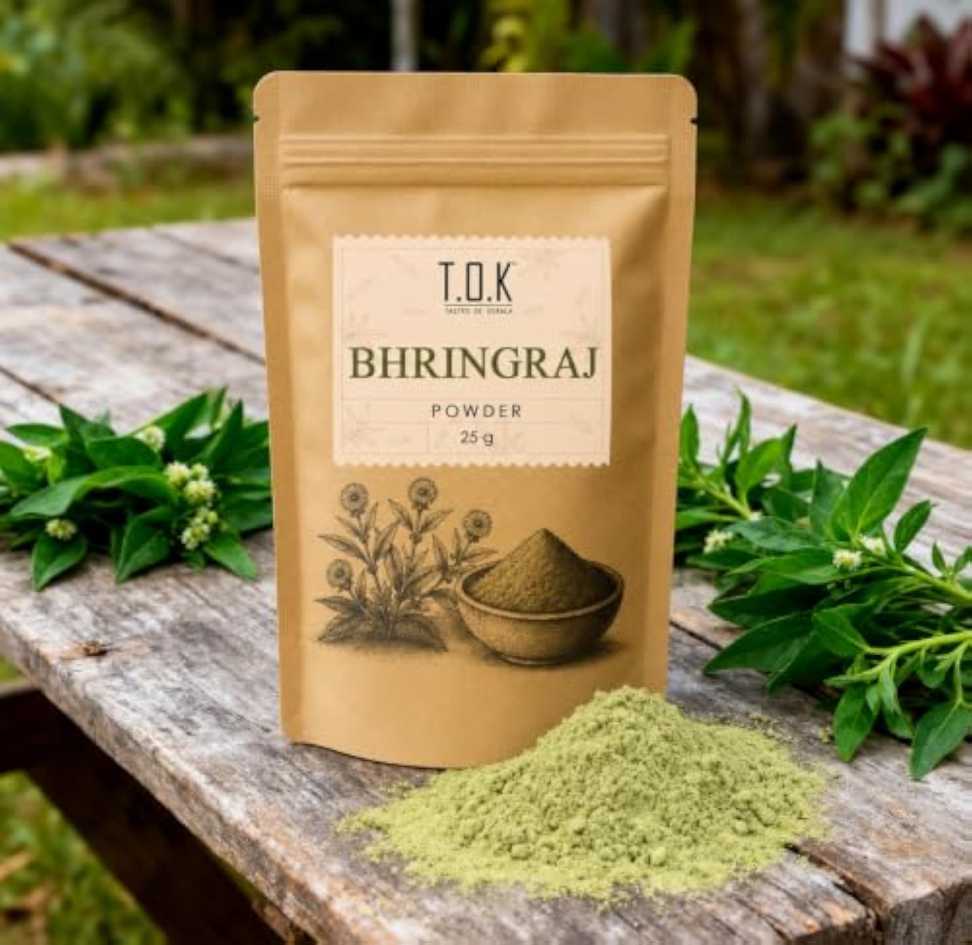 T.O.K Bhringraj Powder 25g, Pure Herbal Hair Care