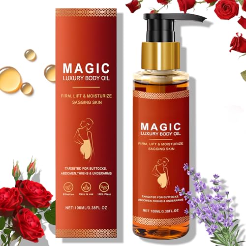 Magic Body Oil Firming, Glow Essence Ma-gic Luxury Body Oil for Women, Skin Tightening Oil, Firming Shimmer Glow Remedy Body's Oil, Bio Magic O-il for Sagging Skin(100ML)