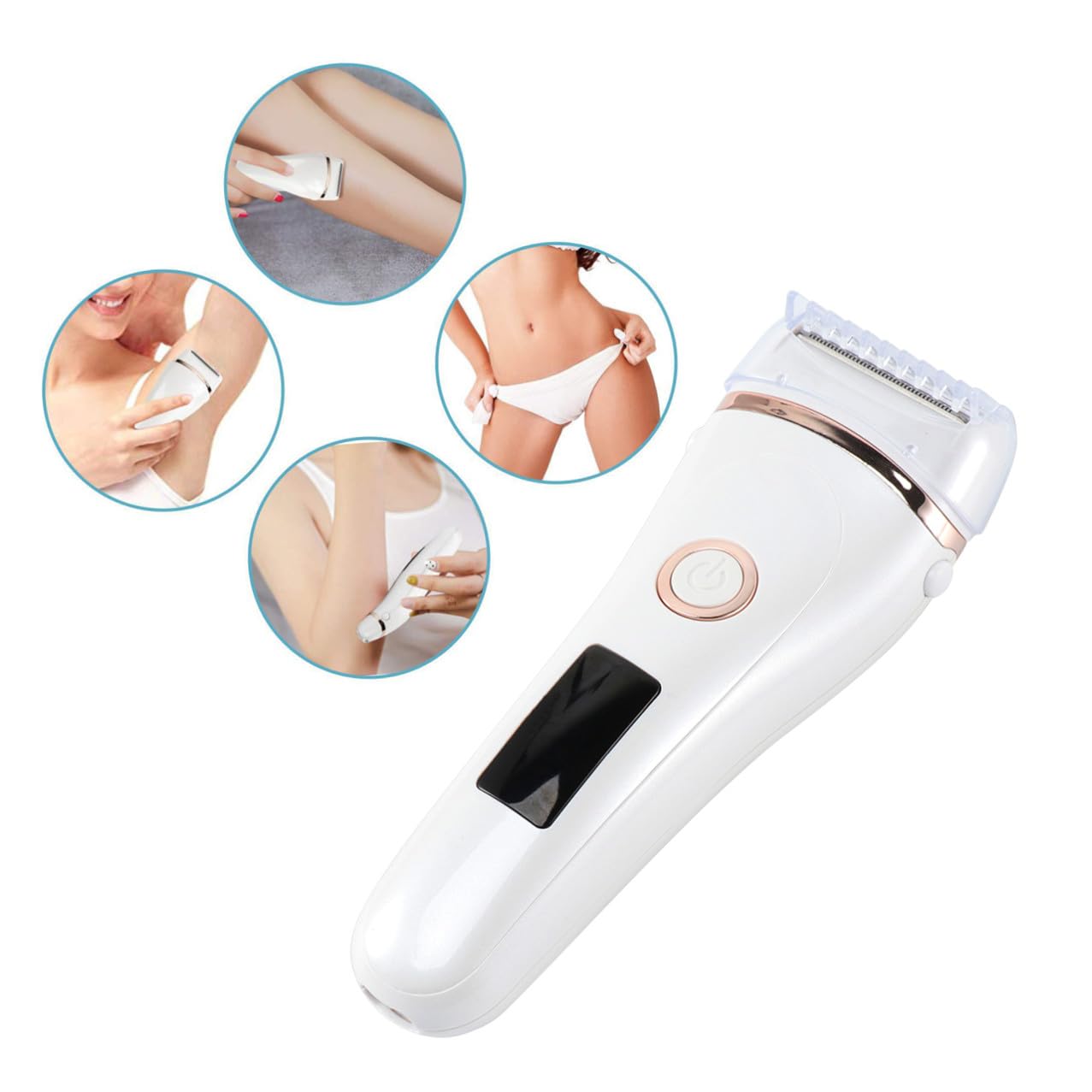 Mikikit Epilatore Elettrico Rasoi per Corpo e Sopracciglia Ricaricabile USB Donna Display Led Rapido e Indolore, Materiale Abs e Acciaio Inox, per Gambe e Ascelle