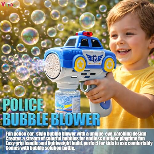 Image of VikriDA Kids School Bus Bubble Gun Toy - Automatic Bubble Blower Machine with Lights, 1 Bubble Solutions Included, Outdoor Toy for Boys & Girls