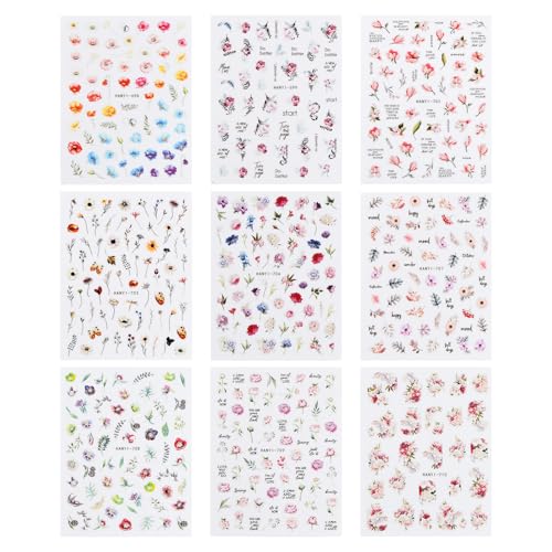 9 Sheets Nail Art Stickers – Naapesi Floral Designs