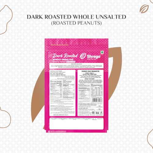 Image of SHREGO Dark Roasted Whole Peanut Unsalted 360G, Snack & Namkeen (Vacuum Packed) (Pack of 2)