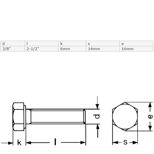 Miniatura 2 de IIVVERR Tornillos de rosca completa de acero inoxidable 304 de 38 - 16 x 2-12 pulgadas, 5 piezas (38' - 16 x 2-12' acero inoxidable 304 cabeza