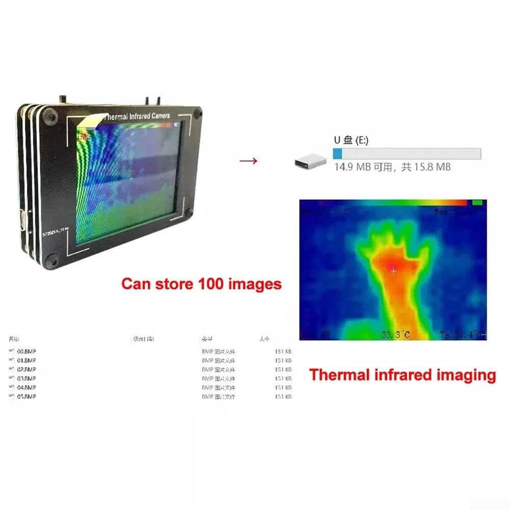 1 cámara termográfica, sensor de imagen térmica LCD de 3.2 pulgadas, cámara de imagen térmica con termómetro D