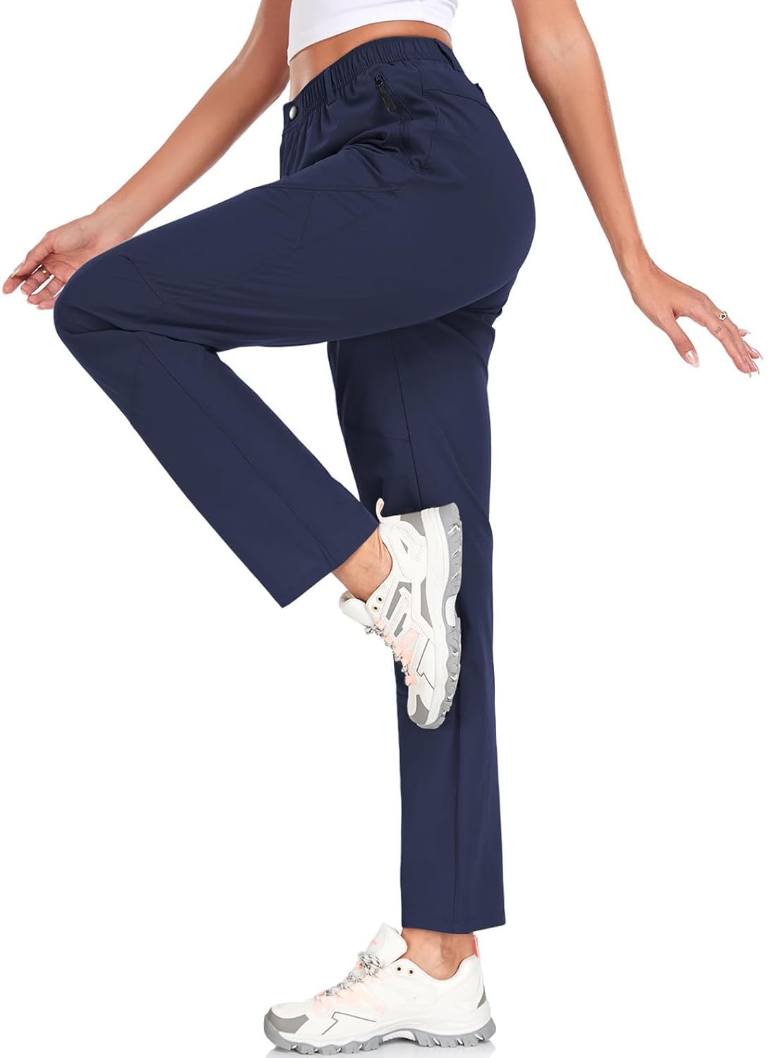 Womens Golf Pants Wrinkle Free UPF 50 Casual Pants Quick Dry Lightweight Travel Pants for Women on Plane