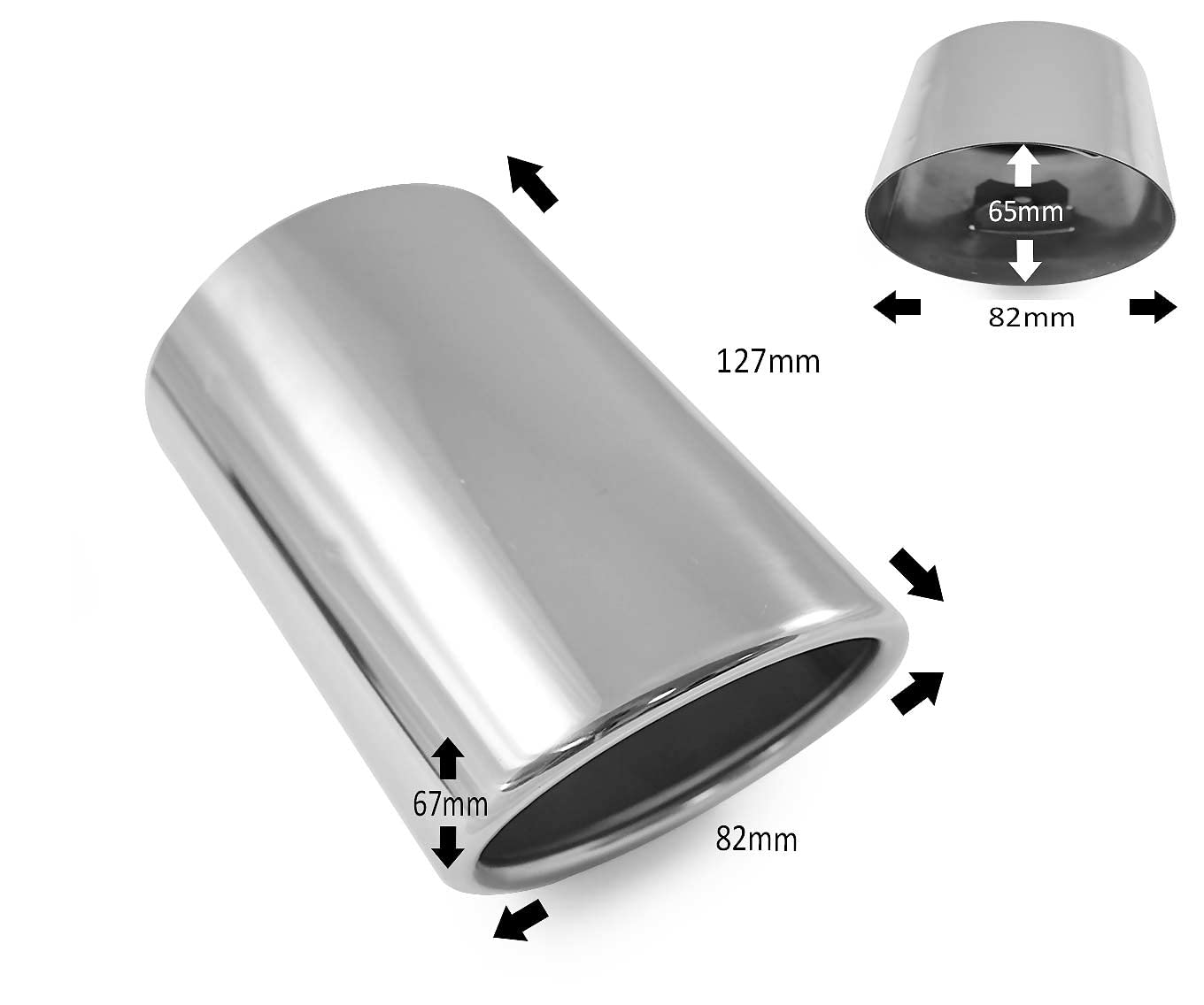 Universal Auspuffblenden Für Auto Universelle Auspuffblende Edelstahl Chrom - Passt Für Endrohre Bis 71 Mm Auspuff Tip Chrom Enzmann Schalldämpfer