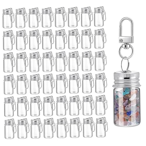 Mini bouteilles d'assaisonnement en verre transparent 22x40mm avec porte-clés