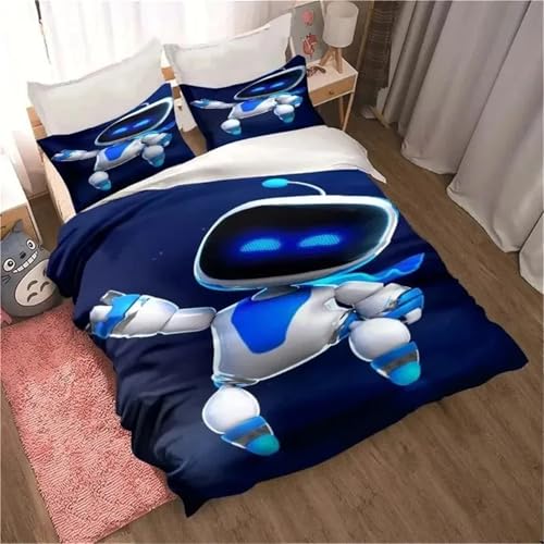 LWWZZ Sé amable contigo mismo Astro Bot lindo juego de funda de edredón de dibujos animados - Juego de cama personalizable para niños y adultos - disponible en tamaños individuales, matrimoniales,