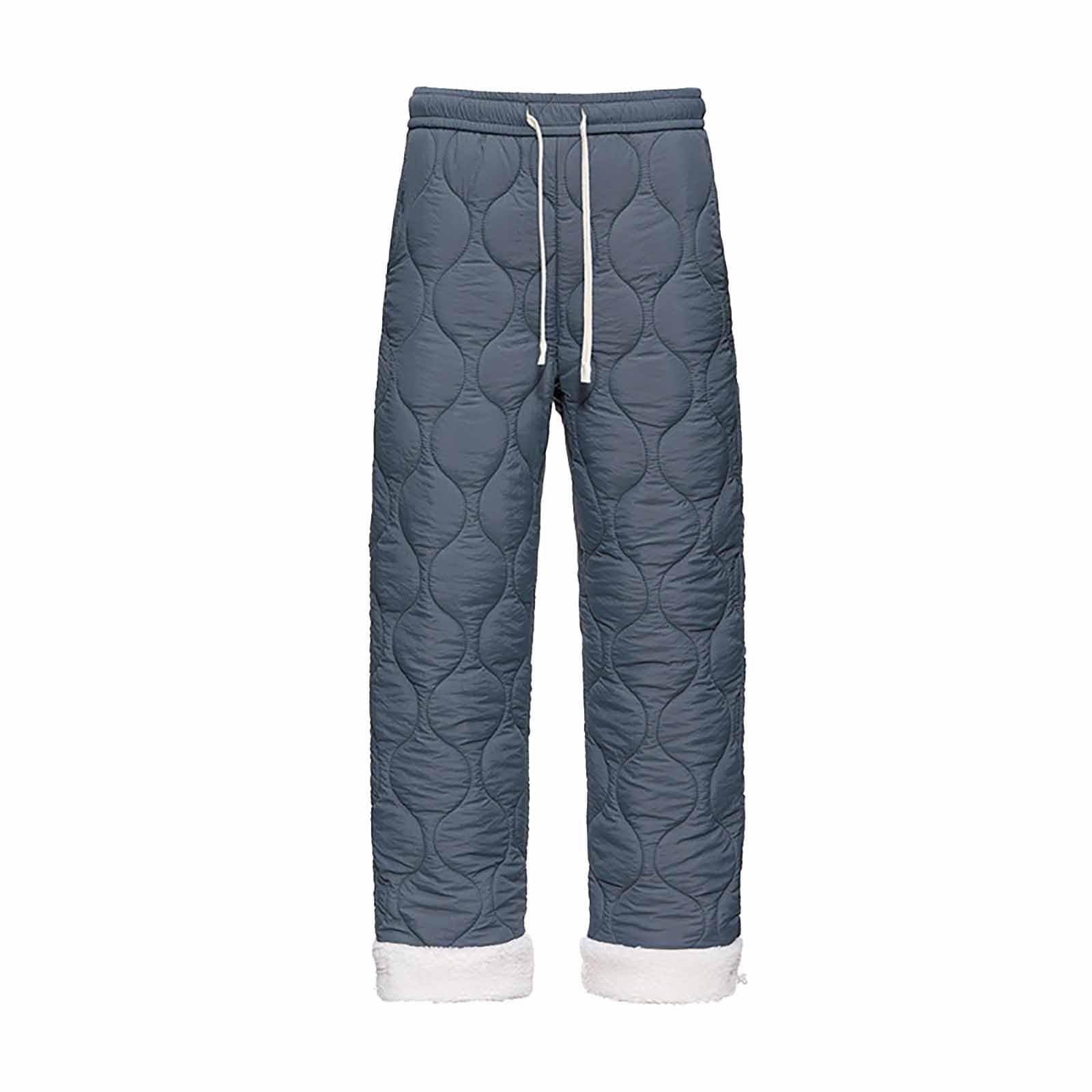 Generisch Pantaloni invernali da uomo, con calda imbottitura, pantaloni termici, con coulisse, antivento, ultraleggeri, in vita elasticizzata, per attività all'aria aperta, con tasche