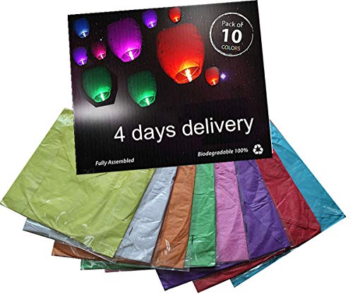 Nuluphu 100% ECO Biodegradable Flying Chinese Sky Lanterns, No Assembly Required(no Metal Wires)