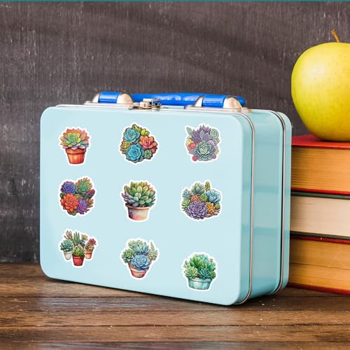 Creative Succulent Plant Vinyl Stickers, 100 PCS Potted Cactus & Echeveria Decals for Laptops Scrapbooking, Journals - Image 4