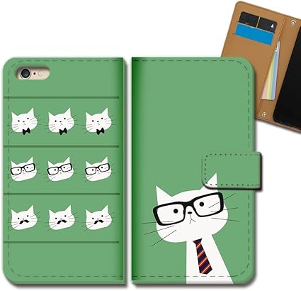 Amazon Co Jp Iphone6s 4 7 Iphone6s ケース 手帳型 ねこ 手帳ケース スマホケース カバー 猫 ネコ ねこ メガネ ネクタイ デザインb E 家電 カメラ