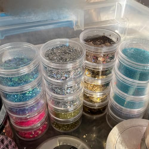 Image of 10 Sets 40 Pieces 4 Layer Stackable Cosmetic Containers with Screw Lids, 10G /10ML Stackable Clear Bead Storage Containers Round Plastic Containers for Beads, Buttons, Jewelry