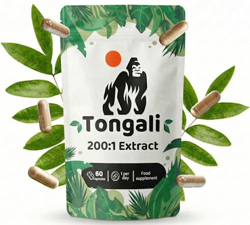TongAliExtract 200:1 Pure Organic Root Extract 500mg (Equivalent to 100 000mg) | Standardized to 2% Active Ingredient | 60 Capsules with Zero Additive | UK Lab Tested for Purity | No Heavy Metals