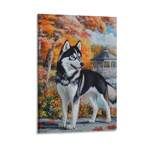 Husky sibérien toile murale pour embellir un mur blanc vide