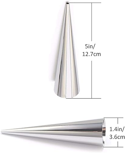 Miniatura 5 de Joyeee Paquete de 30 moldes antiadherentes para cuernos de crema, molde grande de acero inoxidable de 5 pulgadas para cocinar bricolaje pastelería