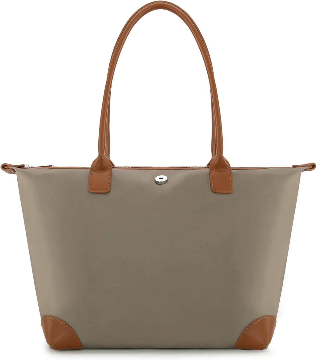 Milan Chiva Nylon Tote Bag for Women Large Shoulder Bag with Zipper Lightweight Foldable Work Tote