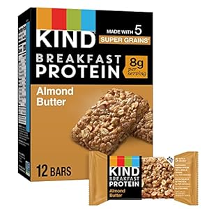 KIND Breakfast, Healthy Snack Bar, Almond Butter, Gluten Free Breakfast Bars, 8g Protein, 1.76 OZ Packs (6 Count)