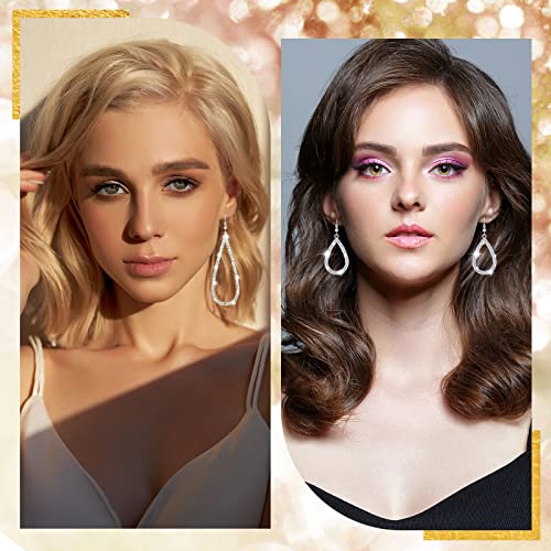 6 Pairs Silver Rhinestone Dangling Earrings for Women Bling Teardrop Dangle Earrings Sets Boho Fashion Jewelry for Women Wedding Prom Party Birthday4