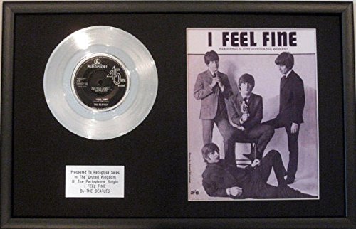 The Beatles – 17,8 cm Platine disque et Chanson Feuille – I FEEL Fine - Les Beatles, Paul McCartney, John Lennon, RIngo Starr, George Harrison The Beatles – 17,8 cm Platine disque et Chanson Feuille – I FEEL Fine